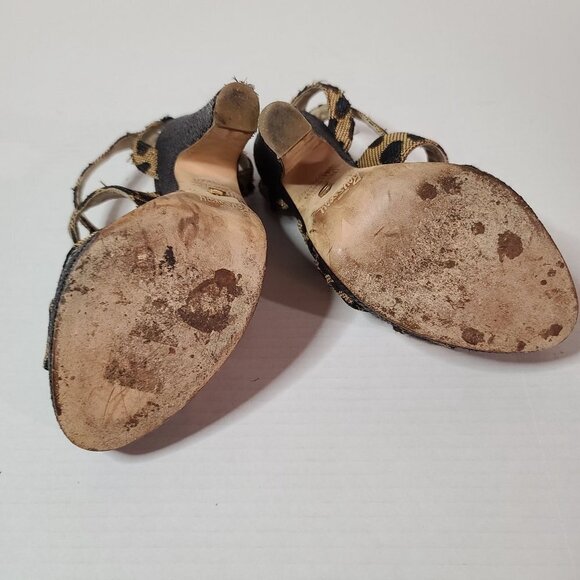 Jerome C. Rousseau Daho Cheetah Woven Platform Heels Size 37.5/ 7.5 - Picture 4 of 11